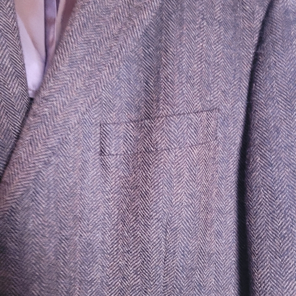 Lauren Ralph Lauren 100% Wool Brown Chevron 2 Button Blazer Suitcoat Size 46R - Picture 5 of 13